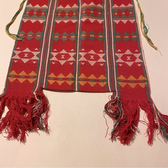 Vintage Bohemian Satchel Shoulder crossbody Bag red fringe ethnic Guatemalan - Picture 3 of 8